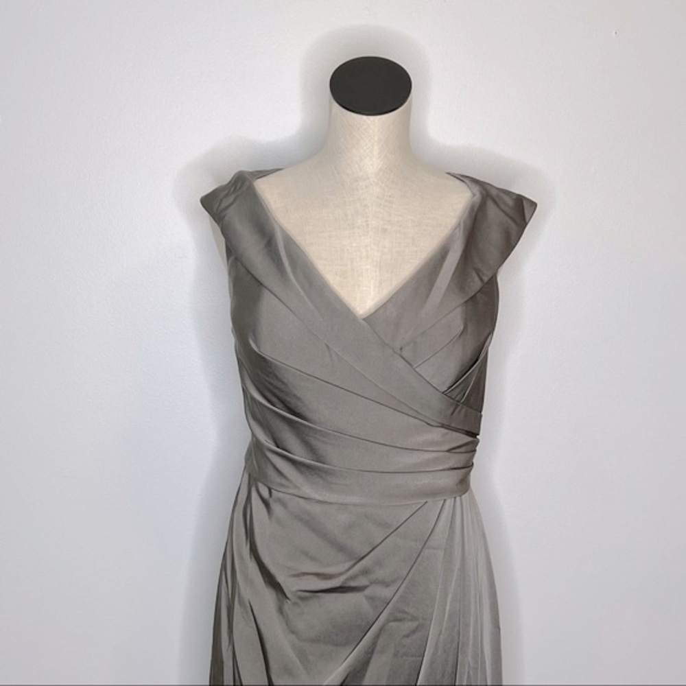 La Femme dress 25206 Pewter surplice off the shoulder column Gown 12 - Picture 4 of 9